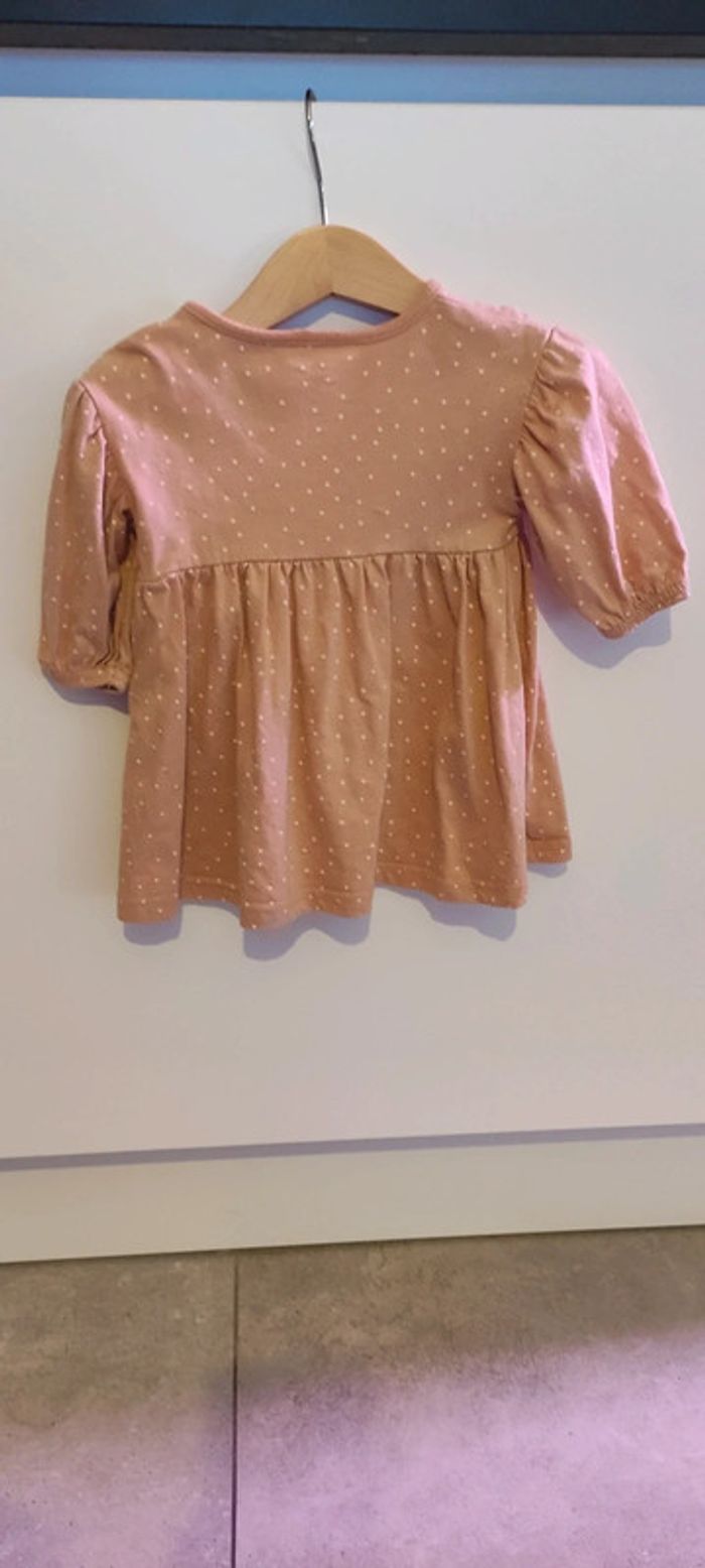 Robe rose à pois blanc manches longues bébé fille Zeeman 68cm 6 mois - photo numéro 2