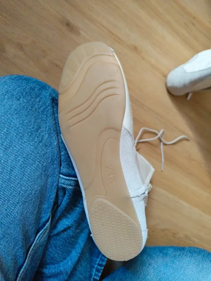 Baskets hautes style boxe Zara cuir blanc cassé 36 neuves - photo numéro 6