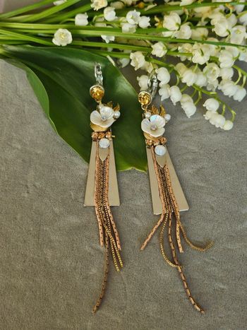 Boucles d oreilles avec chaînes et breloques en acier inoxydable