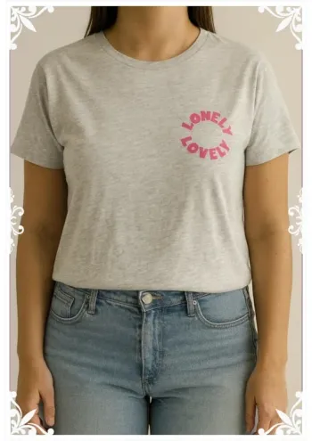 👕 T-shirt gris clair "Lonely Lovely" - Taille L