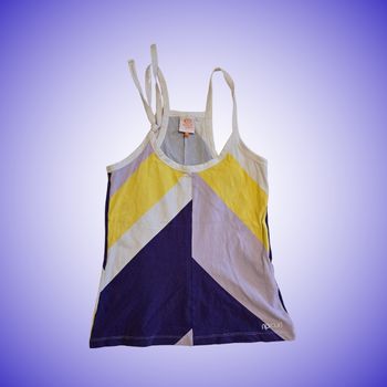 Débardeur Rip Curl Color Block Rayures Géométriques Violet Jaune Blanc Taille 38 M Très Bon État