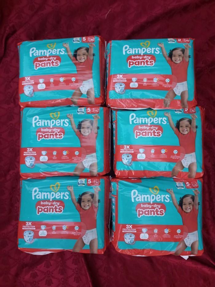 SIX paquets de couches Pampers pants culottes T5 taille 5