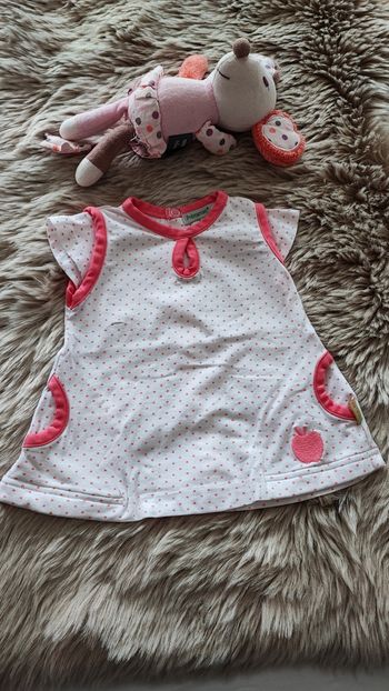 Robe blanche pois rose prémaman 1 mois