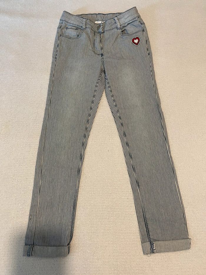 Jeans à rayures blanc et bleu - Orchetsra - 8 ans