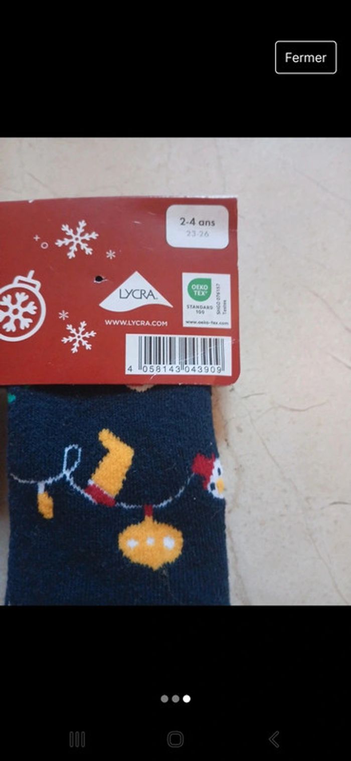 Lot de 2 paires chaussettes antidérapante thermique taille 2/4 ans 🌺 - photo numéro 3