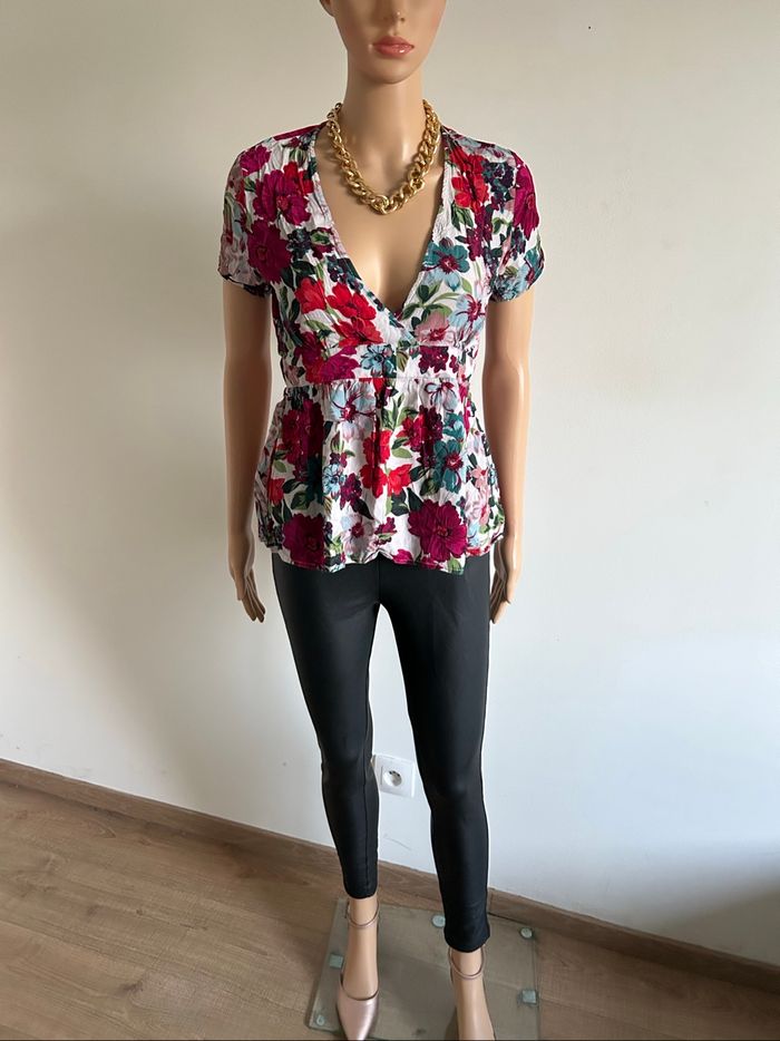 Blouse fleurie à manches courtes Morgan taille 36 TBE - photo numéro 3
