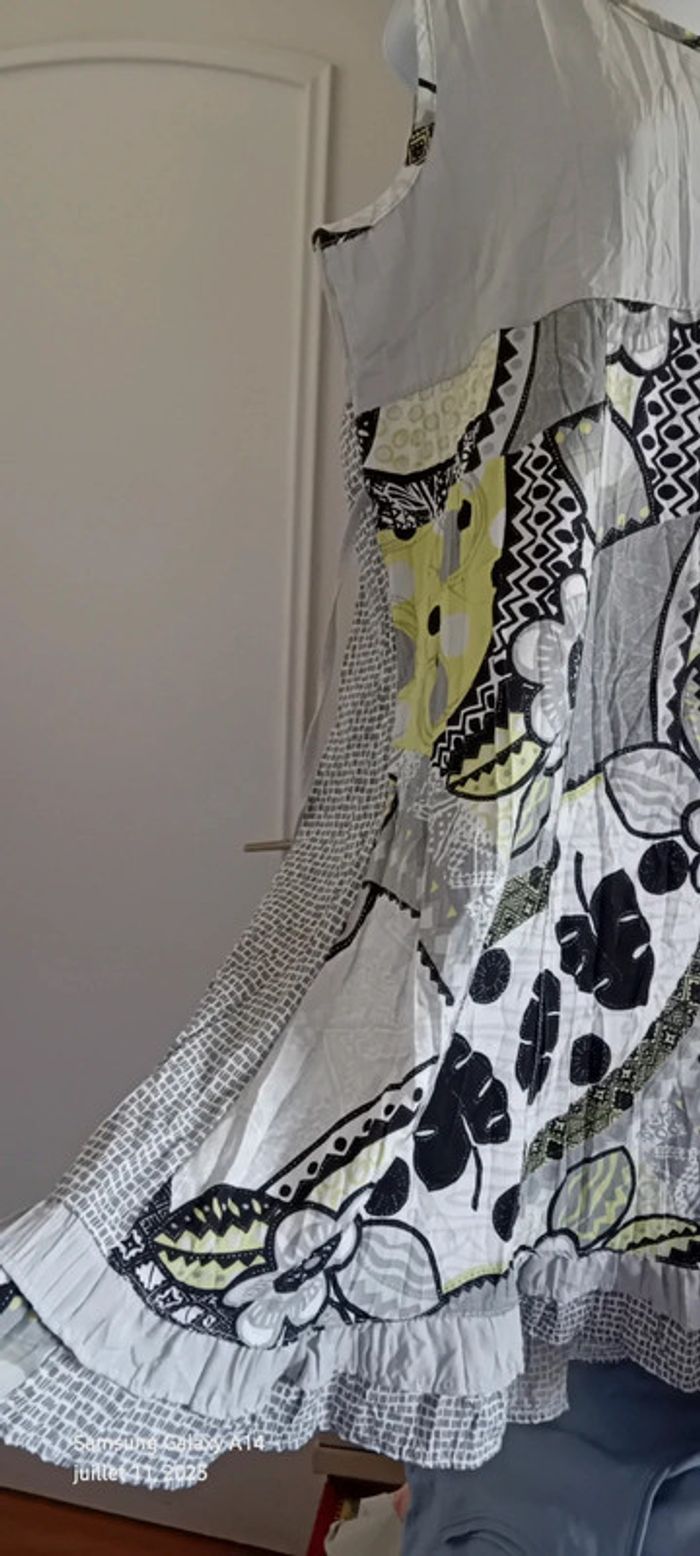 Robe tunique avec lien effet plissé motif floral gris femme 46/48 vetistyle - photo numéro 8
