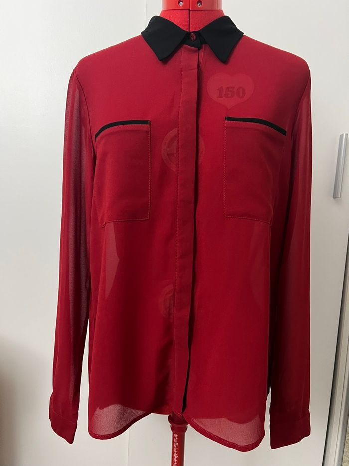 Chemise manches longues en voile rouge et noir Black Mojito - photo numéro 2