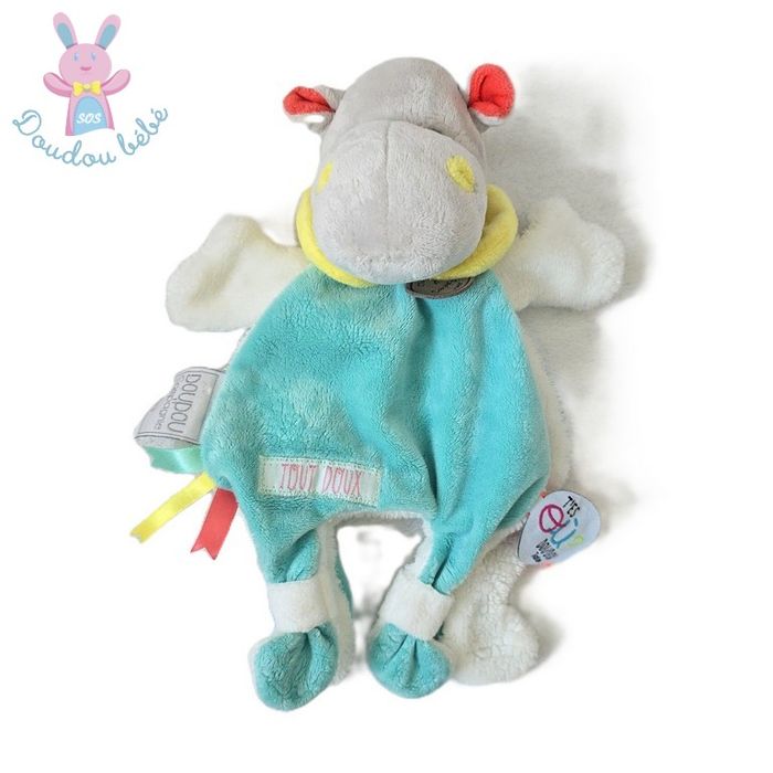 Hippopotame plat cape Tatoo vert blanc T'es où Doudou et Compagnie