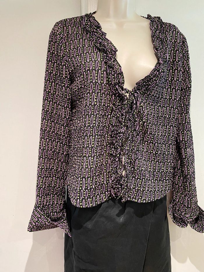 Chemise Zara, taille M/38 Rose noir  vert polyester, élasthane - photo numéro 10