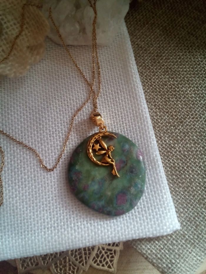 Collier réversible en pierre naturelle de rubis sur zoisite - photo numéro 2