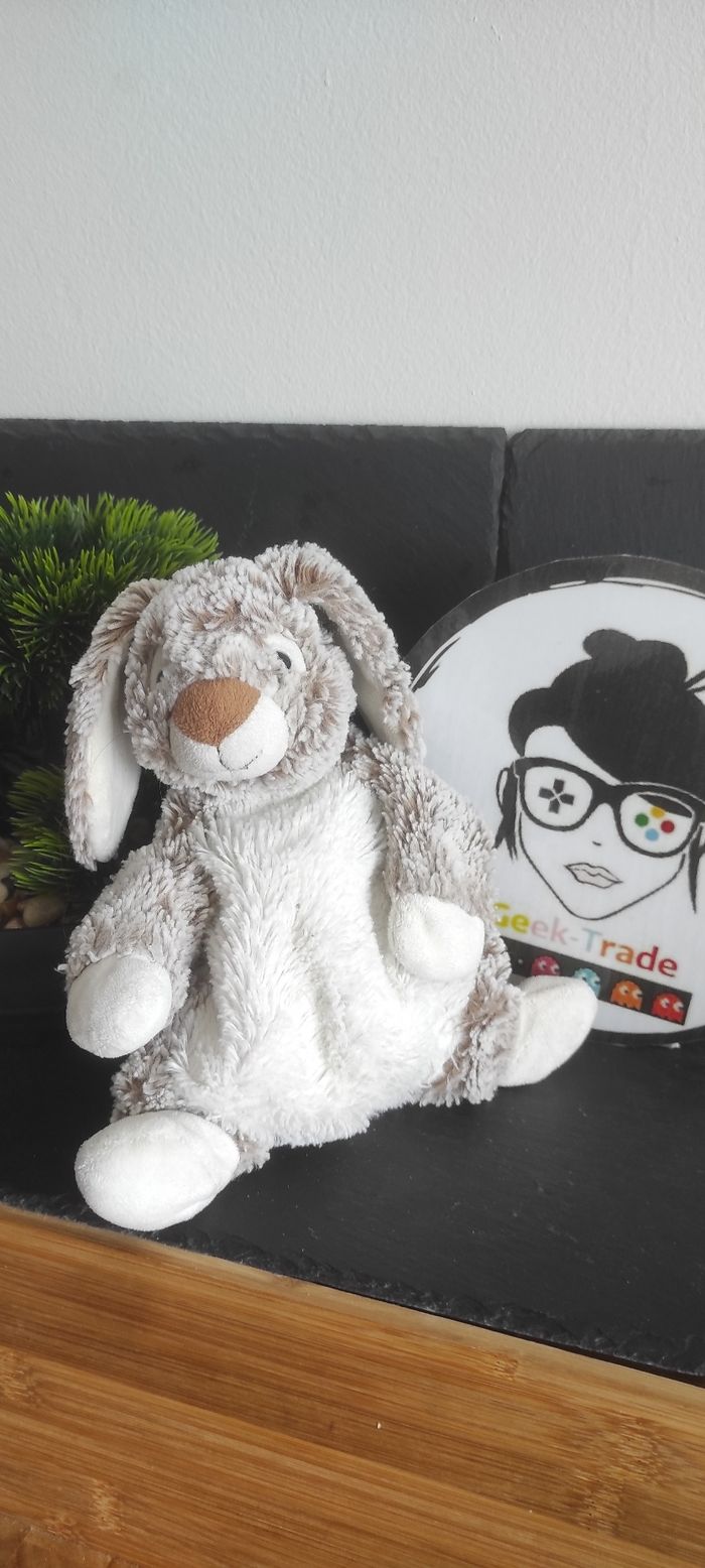 doudou lapin blanc marron chiné simba toys peluche Billes Nicotoy Beige Fourrure