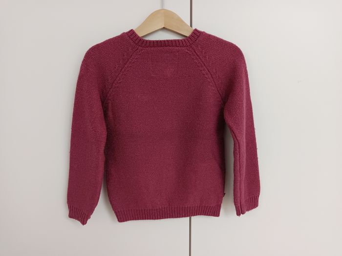 Gilet fille Sergent Major 5 ans – bordeaux à torsades et petits pompons 🍇 - photo numéro 4