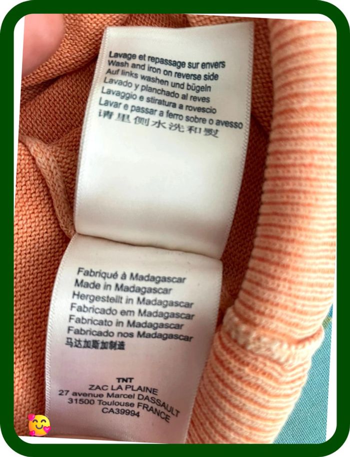 Pull coton zippé Serge Blanco – Homme – Taille XXXL – Orange effet délavé - photo numéro 8