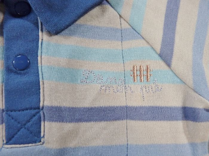 Combinaison courte jersey bleu beige rayures BÉBÉ 9 3 mois 59 cm garçon - photo numéro 2