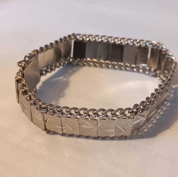 Bracelet articulé en argent gravé vintage - photo numéro 6