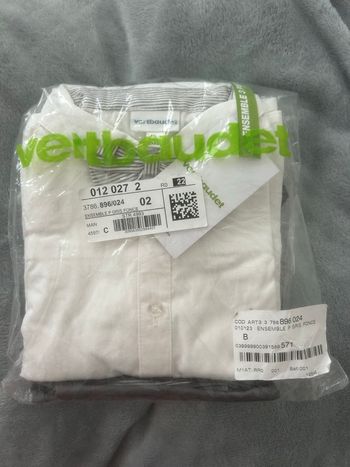 Ensemble chemise/bolerot/pantalon/noeud neuf verbaudet