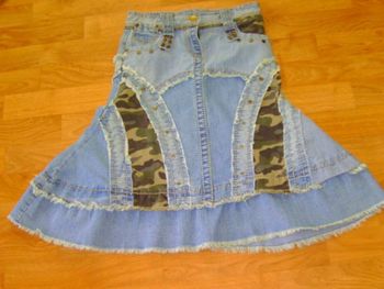 Jupe TOM KIDS jean et tissu camouflage taille 12 ans NEUVE