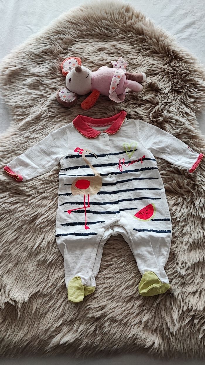 Pyjama blanc flamant orchestra 1 mois