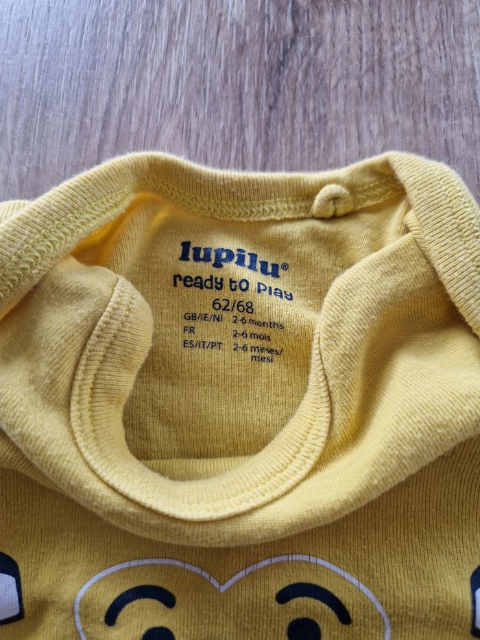 Body Bébé Manches Longues Lupilu 💛 Tête d'Ours 🐻 - Jaune Vif - 2/6 Mois (62-68 cm) - photo numéro 3