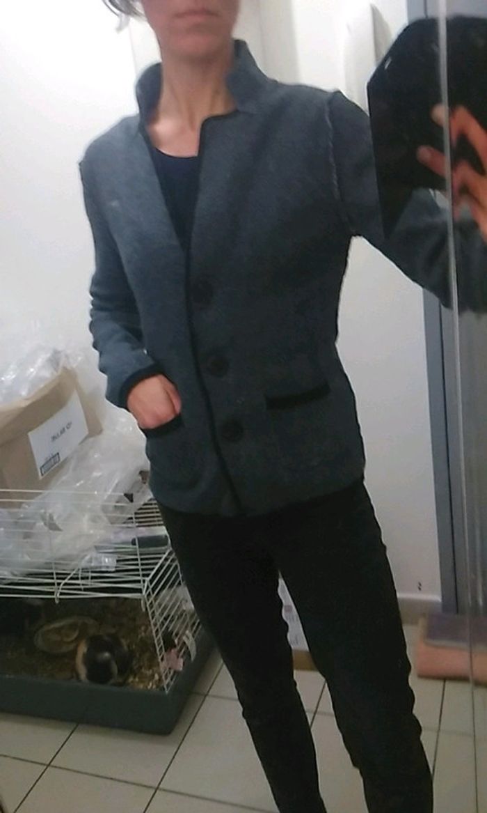 Veste gilet femme gris chiné taille 38 tbs      12 - photo numéro 3