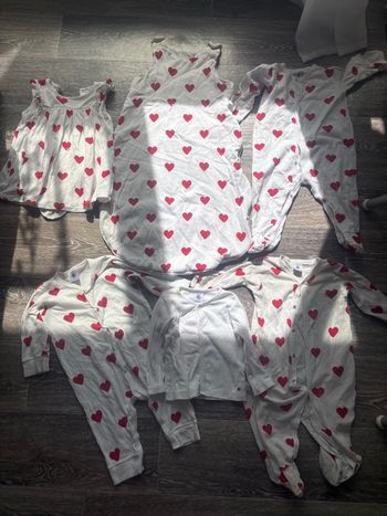 Lot petit bateau cœur rouge 