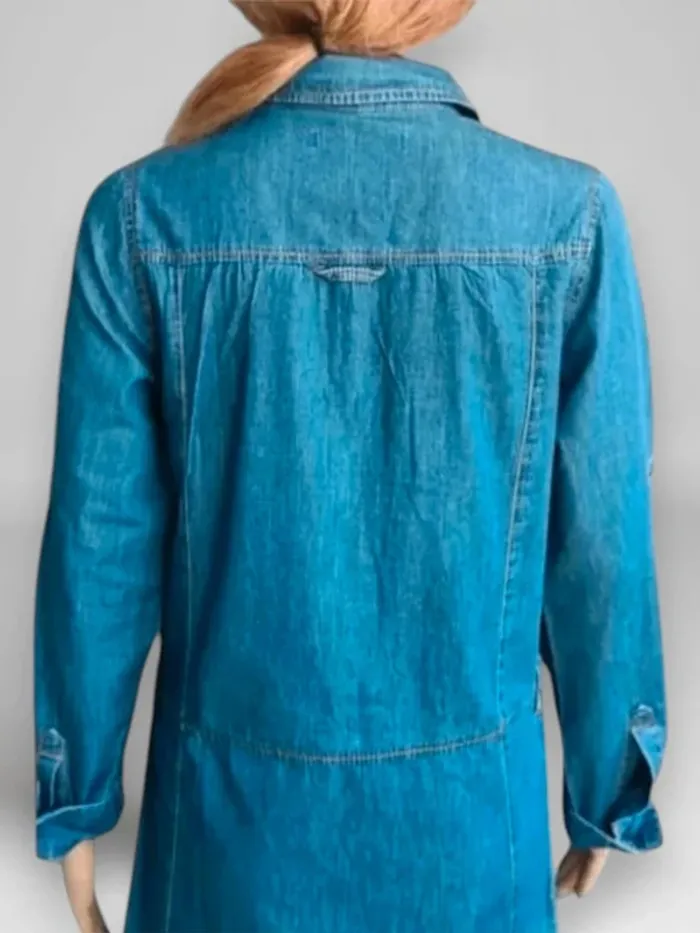 Robe jean mi-longue Somewhere effet chemise et jupe coupe droite 100 % coton - photo numéro 5