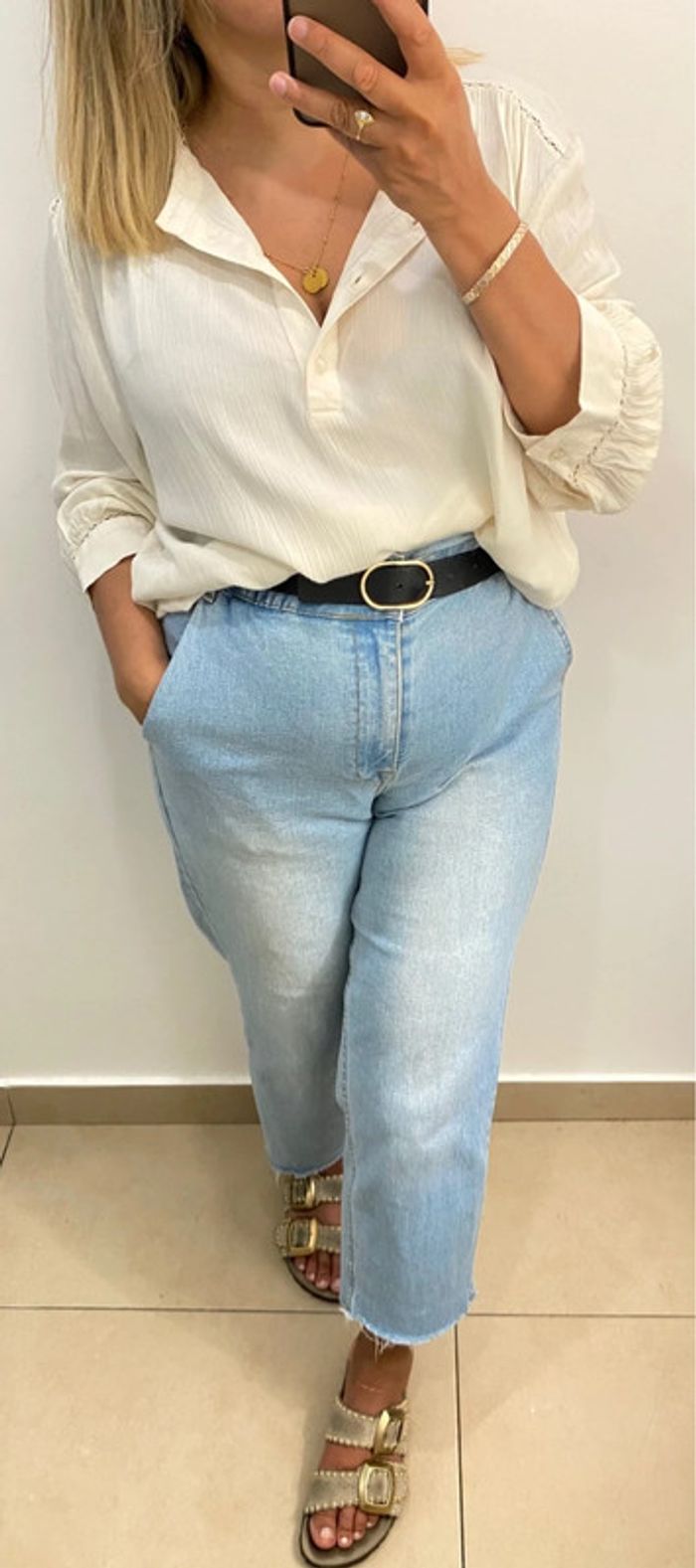 🩵Blouse crème Vila fluide Taille 46 - photo numéro 3