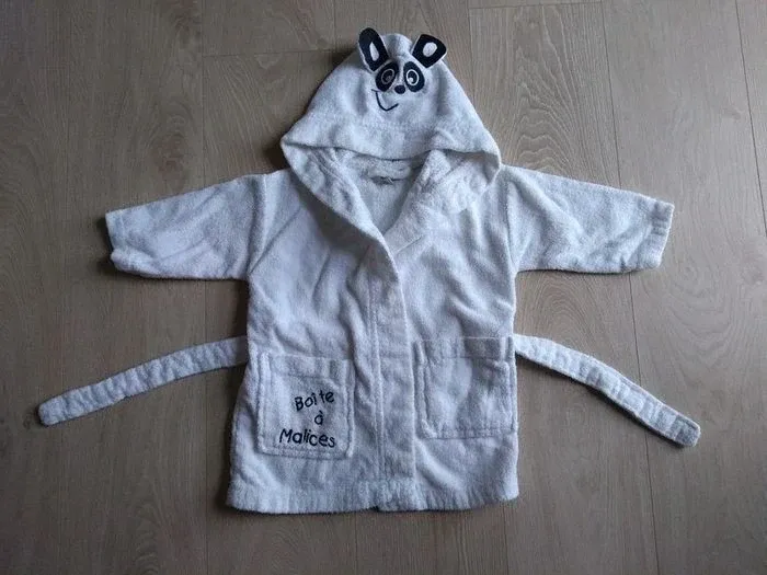 Peignoir éponge blanc panda Boite à malices 18 mois