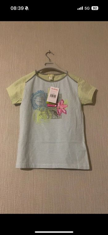 T-shirt Orchestra vert et bleu rayé 12 ans neuf