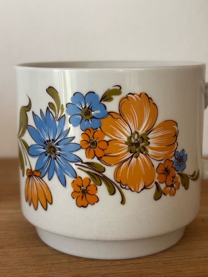 Vintage duo de tasses décor fleuri Monopoli - photo numéro 3
