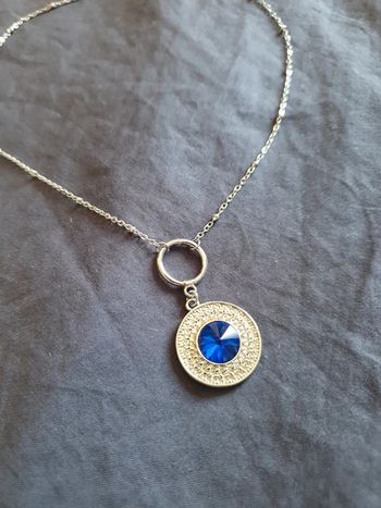 Collier disque argenté