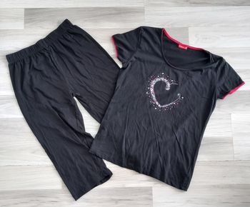 Pyjama femme 2 pièces (T-shirt et pantacourt) noir imprimé Tissaia taille M⁷