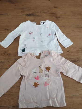 2 tee shirt manches longues 9 mois