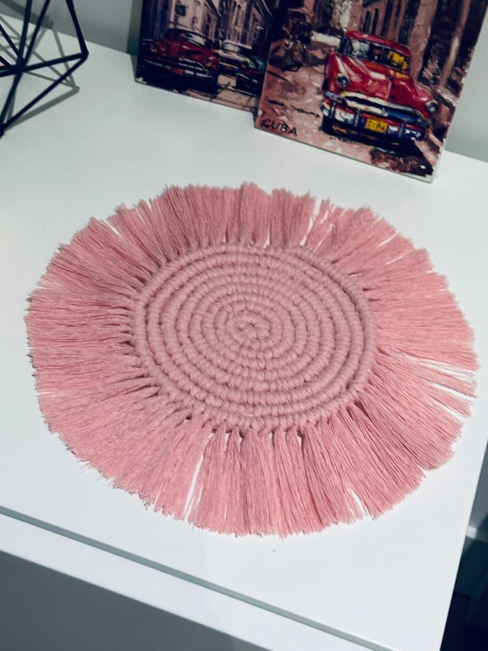 Napperon rond en macramé fait main - photo numéro 4