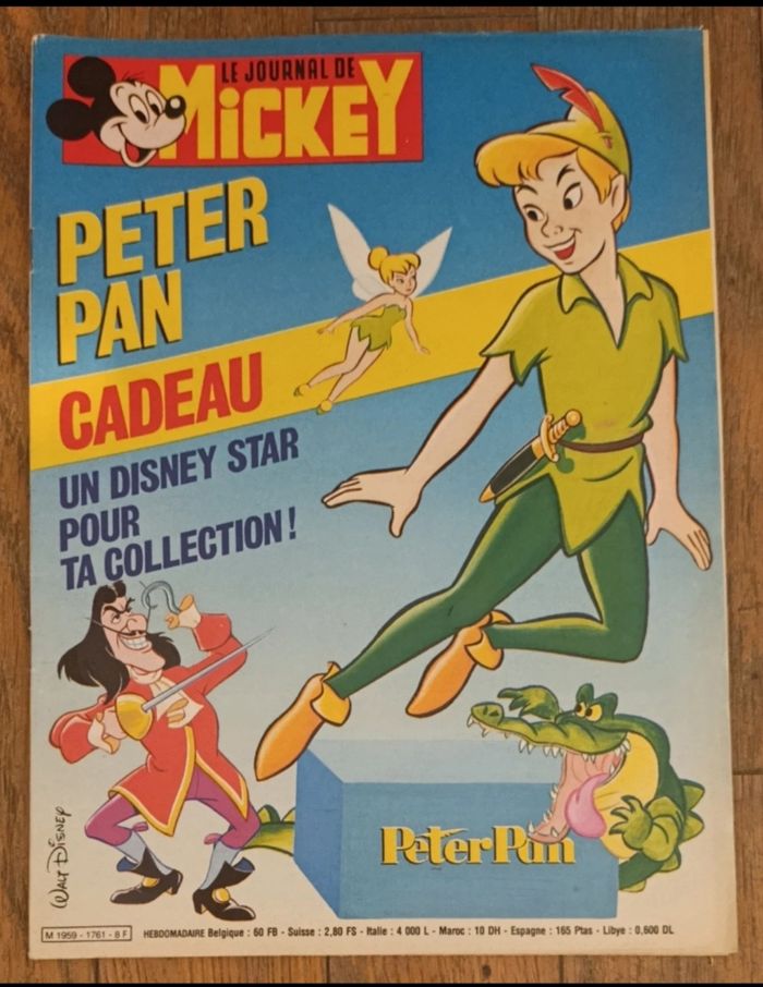 Ancien journal de mickey avec cadeau Disney star Peter pan N°1761 - 1986 vintage - photo numéro 2