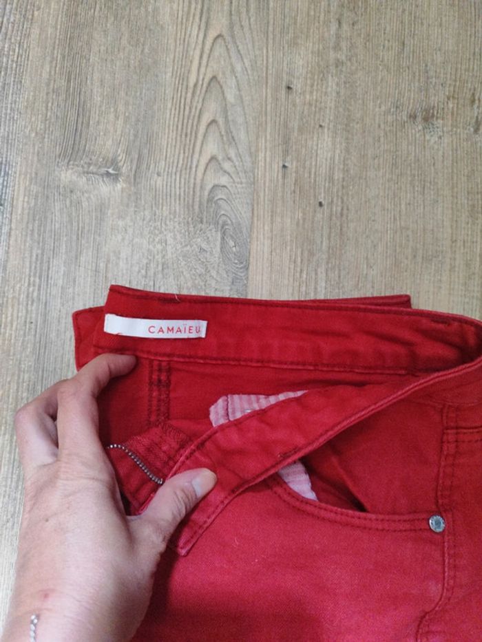 Jupe en jean rouge Camaïeu T40 - photo numéro 3