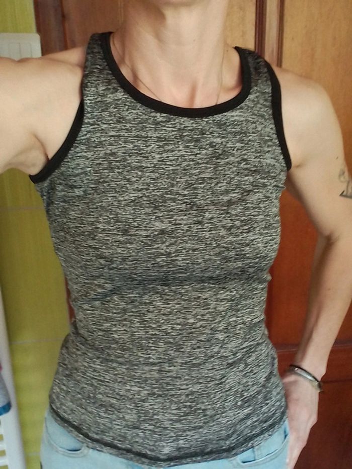Débardeur de sport femme gris chiné - photo numéro 2