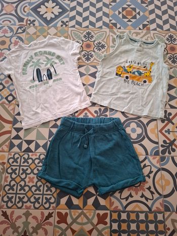 Ensemble short + 2 tee-shirts manches courtes 18 mois