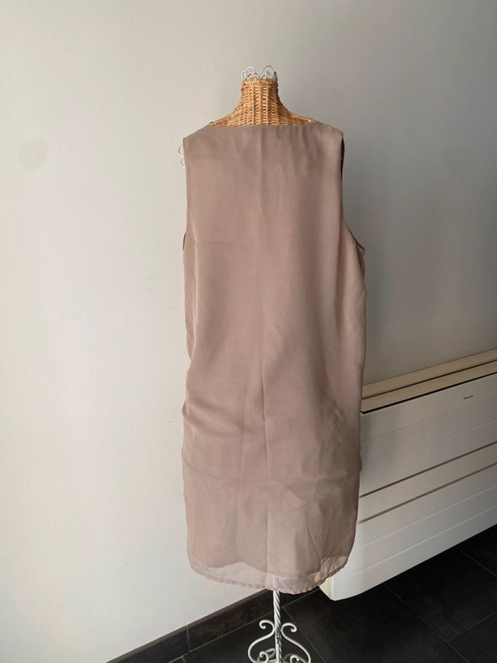 Robe Promod coupe droite en voile taille 38 beige avec sequins - photo numéro 5