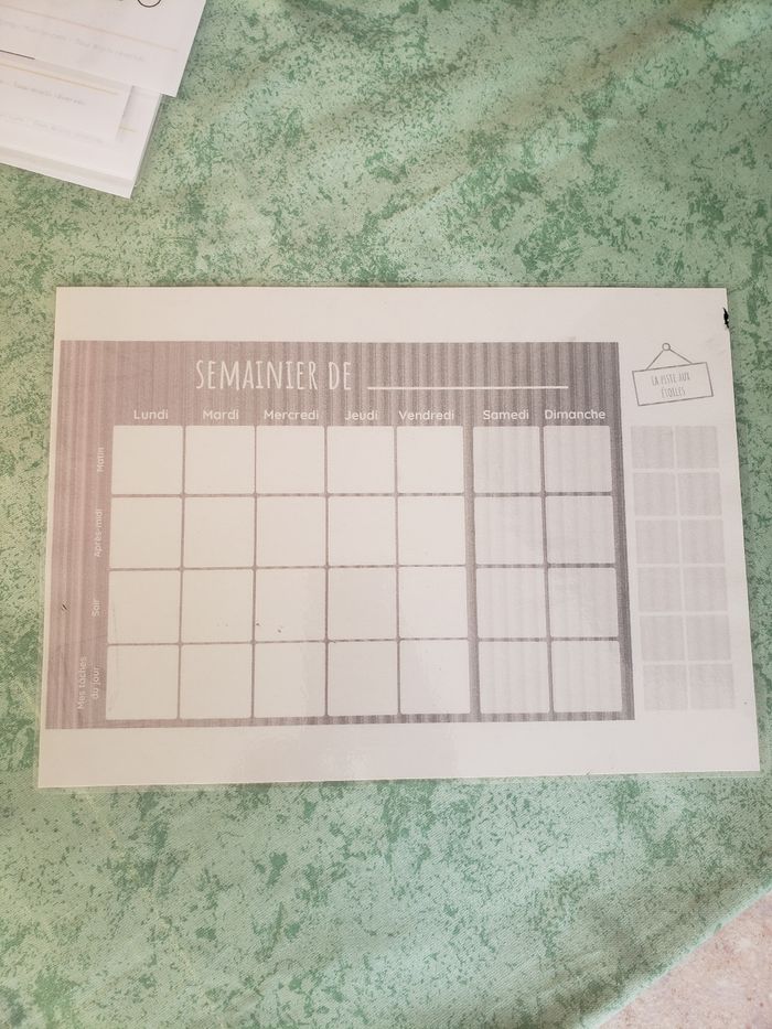Semainier personnalisé à terminer