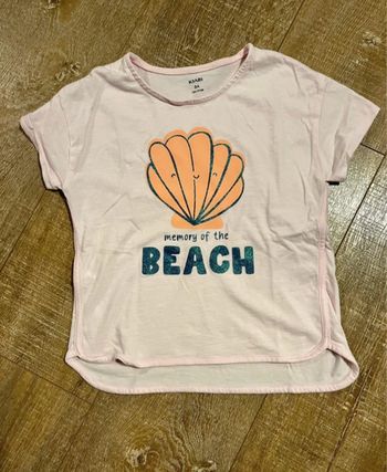 T-shirt manches courtes Beach Kiabi - Rose crème - Taille 8 ans - Neuf
