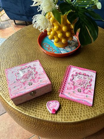 Ballerina lot de 3 articles boite à bijoux + carnet cœur + cahier