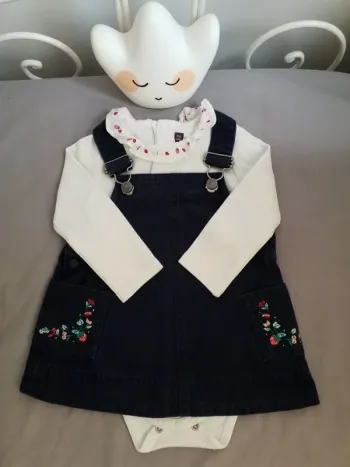 Robe salopette et body sergent major 12 mois