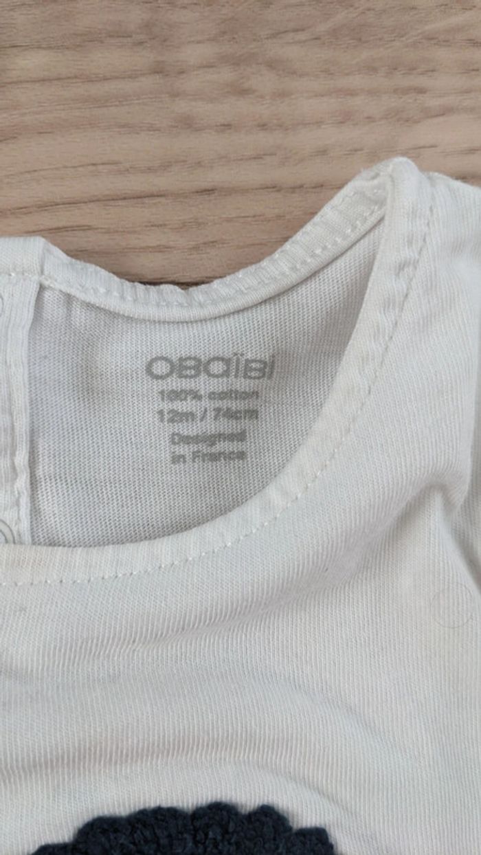 Tee-shirt manches longues Blanc Hérisson Obaïbi 12 Mois - photo numéro 5