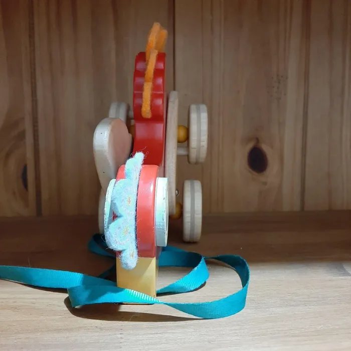 Jouet à tirer Poule Polka en bois - photo numéro 7