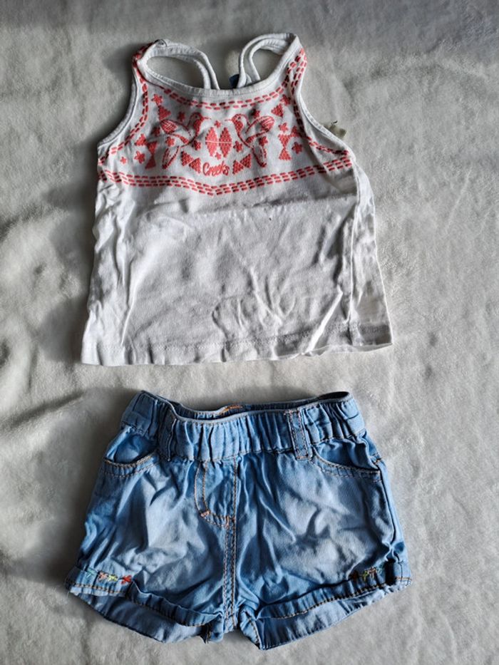 Ensemble short et débardeur bébé fille 3 mois