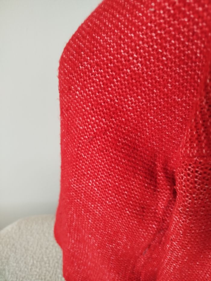 Pull rouge bouton épaule S - photo numéro 4