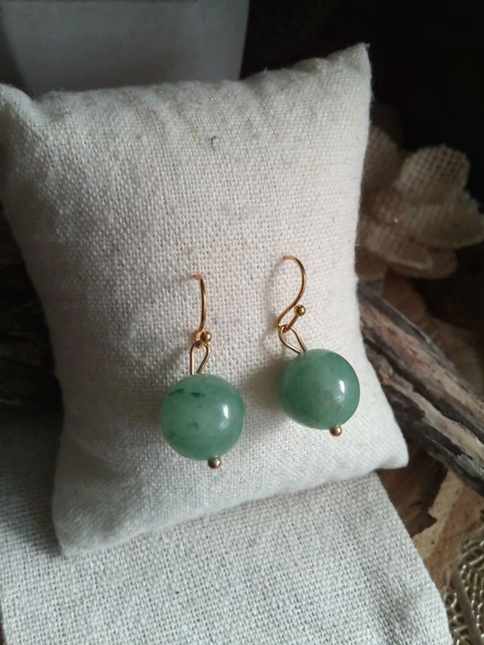 Boucles d'oreilles pierres d'aventurine verte 💚.