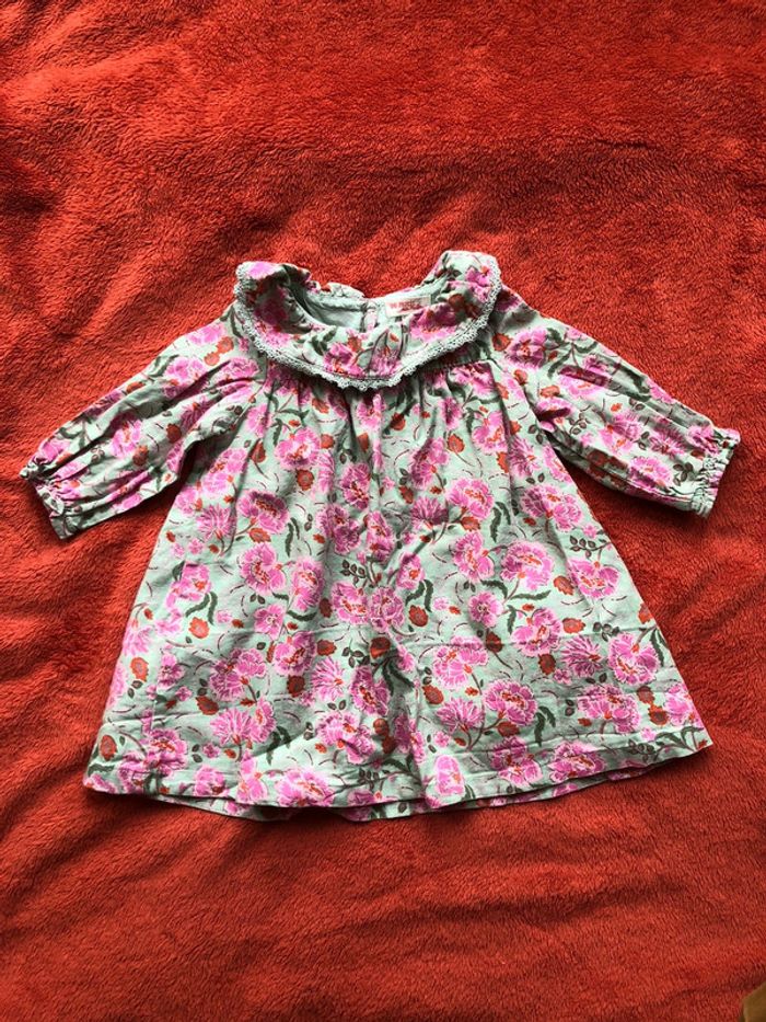 Robe manches longues à fleurs - 12 mois